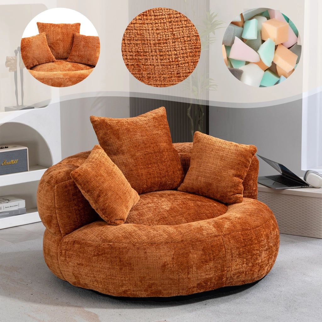 POLTRONA Sacca Relax 108x108x52 cm Chenille Arancione