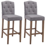 Set 2 Sgabelli Bar Louise in Tessuto grigio chiaro,antico chiaro
