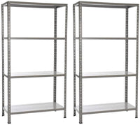 Set 2 Scaffali in Metallo 4 Ripiani 75x30x136 cm  Grigio