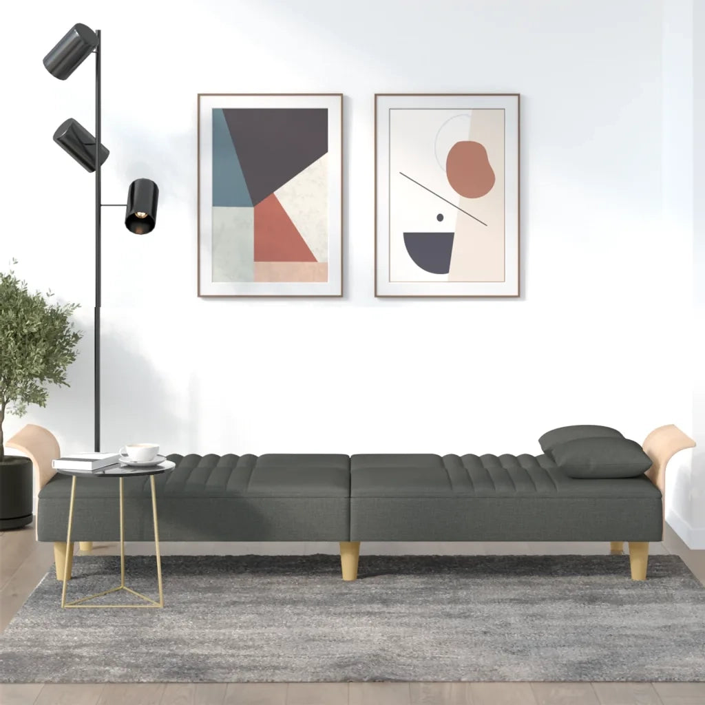 Divano Letto con Braccioli-Sofa Letto-Daybed Grigio Scuro in Tessuto 806609