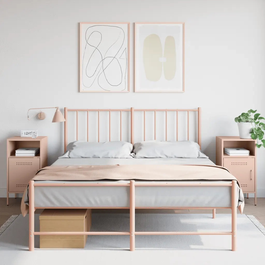 vidaXL Comodini 2 pz Rosa 36x39x68 cm in Acciaio