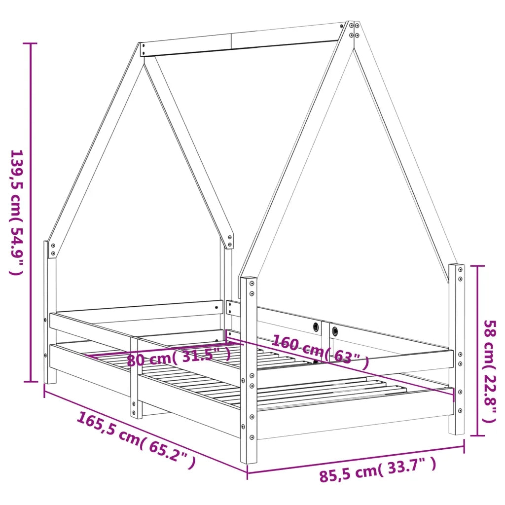 Giroletto per Bambini | Letto Infantile | Lettino 80x160 cm in Legno Massello di Pino