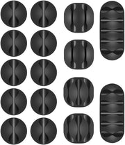 Cable clips, 16 pezzi, organizzatore di cavi nero, per l'ordinamento dei caricabatterie, dei tavoli, dei comodini e in auto.