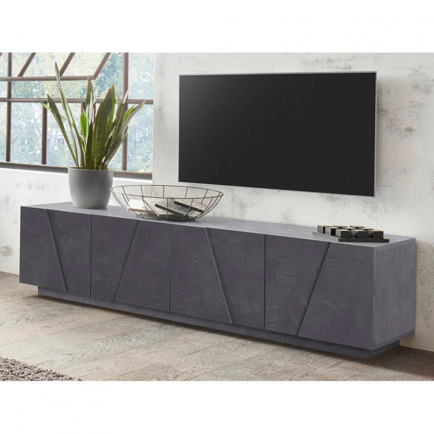 Porta TV PING Moderna con 4 Ante Battenti in Ardesia
