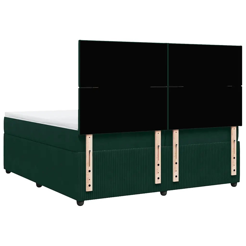 Giroletto a Molle con Materasso Verde Scuro 200x200 cm Velluto 3292427