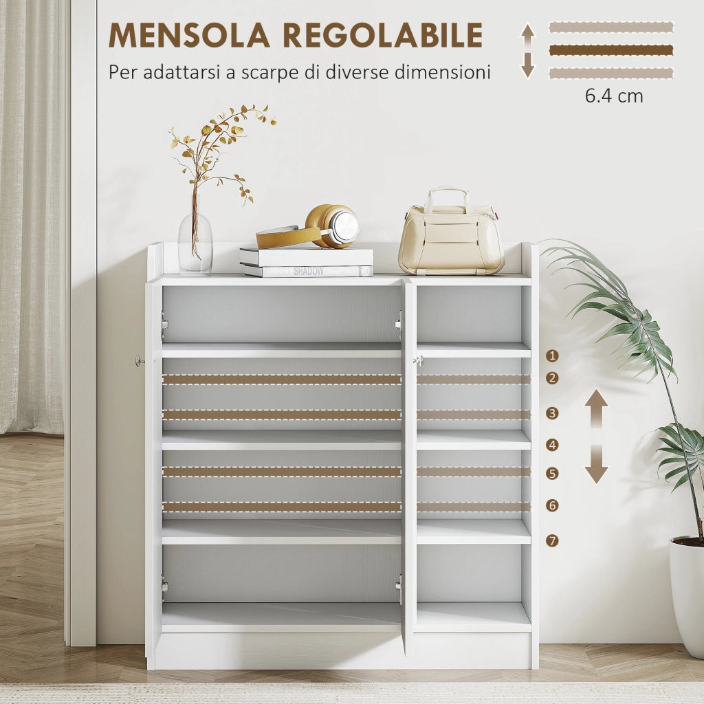 Scarpiera con Armadietto e Ripiani Aperto ¨C zephmum ¨C Bianco 83x30x90 cm