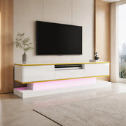 MOBILE TV 180x38x45 cm Bianco lucido con LED multicolore e 3 cassetti