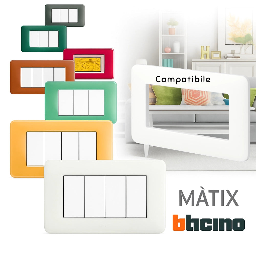 Biesse placca modulare bianca per bticino matix *** numero posti 4 moduli, confezione 1
