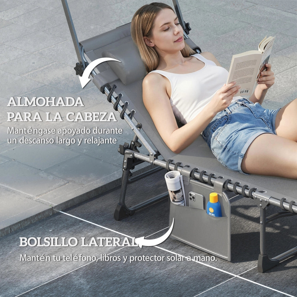 Poltrona reclinabile pieghevole con poggiatesta ¨C zephmum ¨C grigio