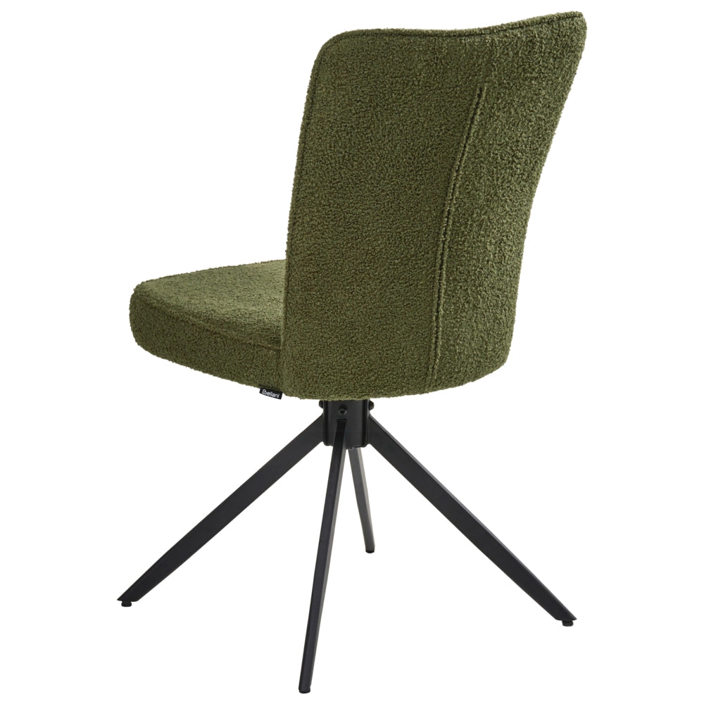 Set di 2 sedie da pranzo girevoli Rivestimento bouclé verde Base con gambe in metallo Sala da pranzo