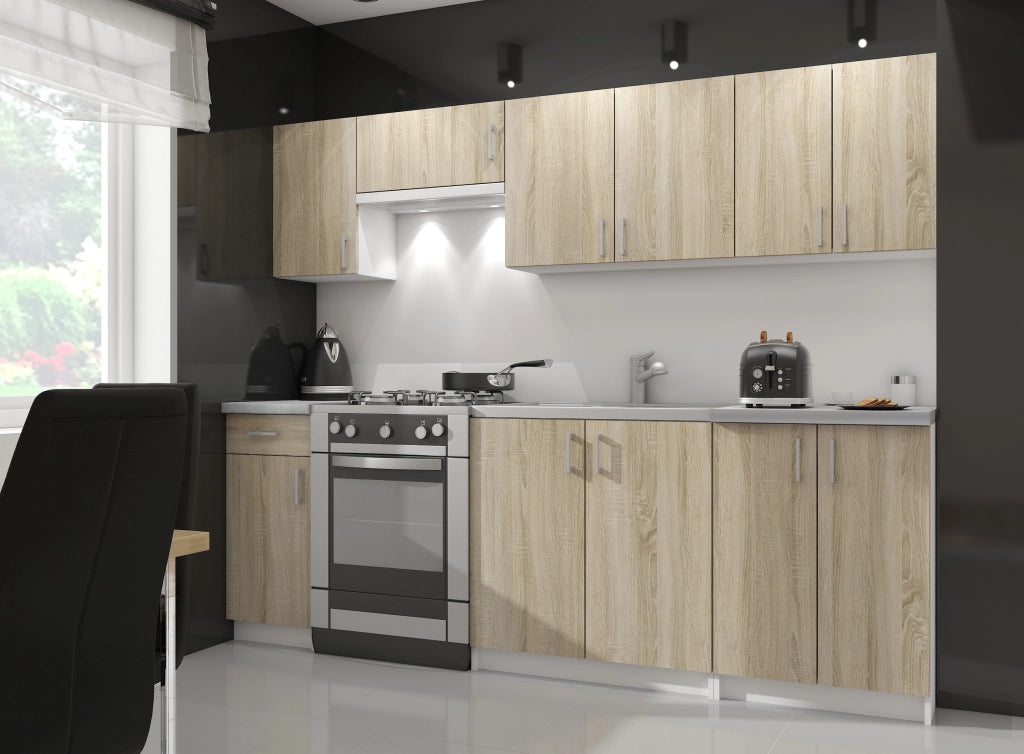 Mobile da cucina pensile sistema AKORD LIMA Bianco 40 cm 1 anta inserto frontale Sonoma Quercia 40x30,5x72 cm