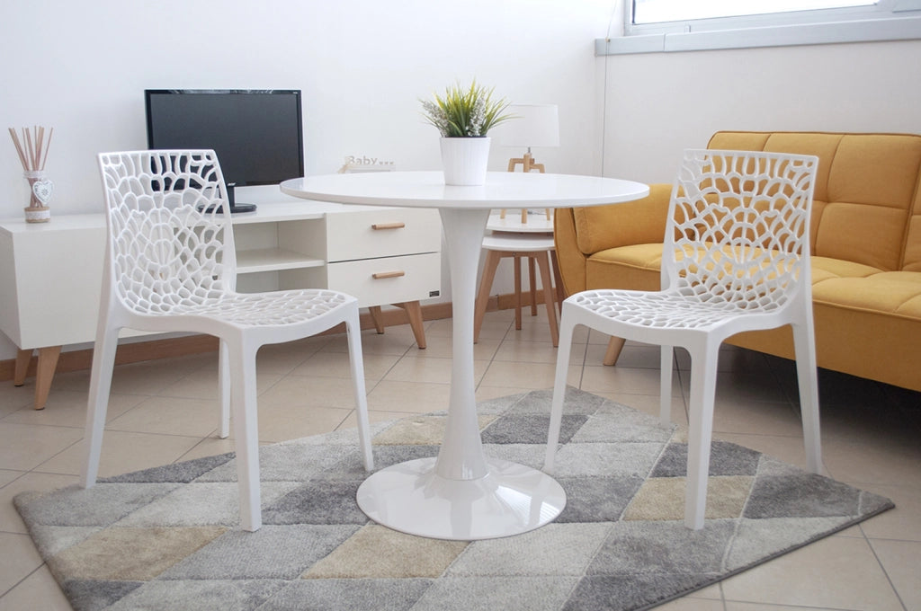 Tavolo rotondo Ø80 cm, tavolo da pranzo tondo mod. Omar - Colore: Bianco - TR08-8OMPM