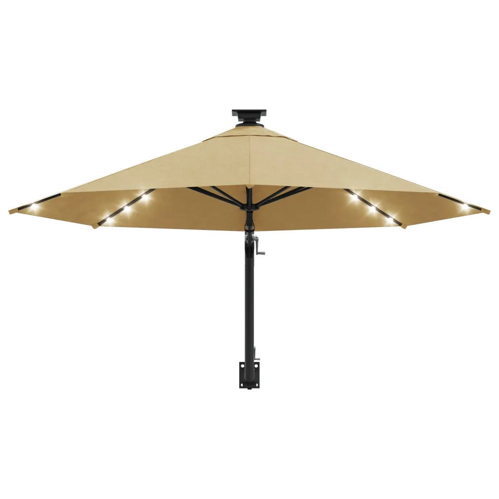Ombrellone da Giardino a Parete con LED 300 cm Tortora 312525