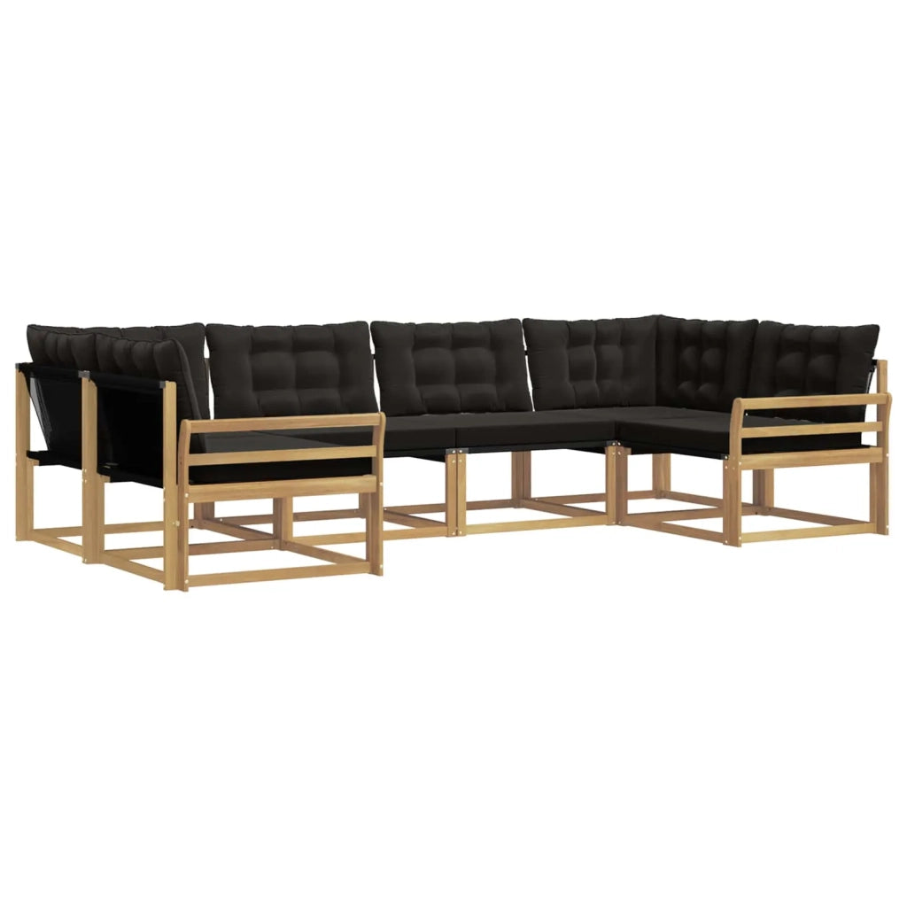 Set di divani da esterno con cuscino 6 pcs Bianco e Nero
