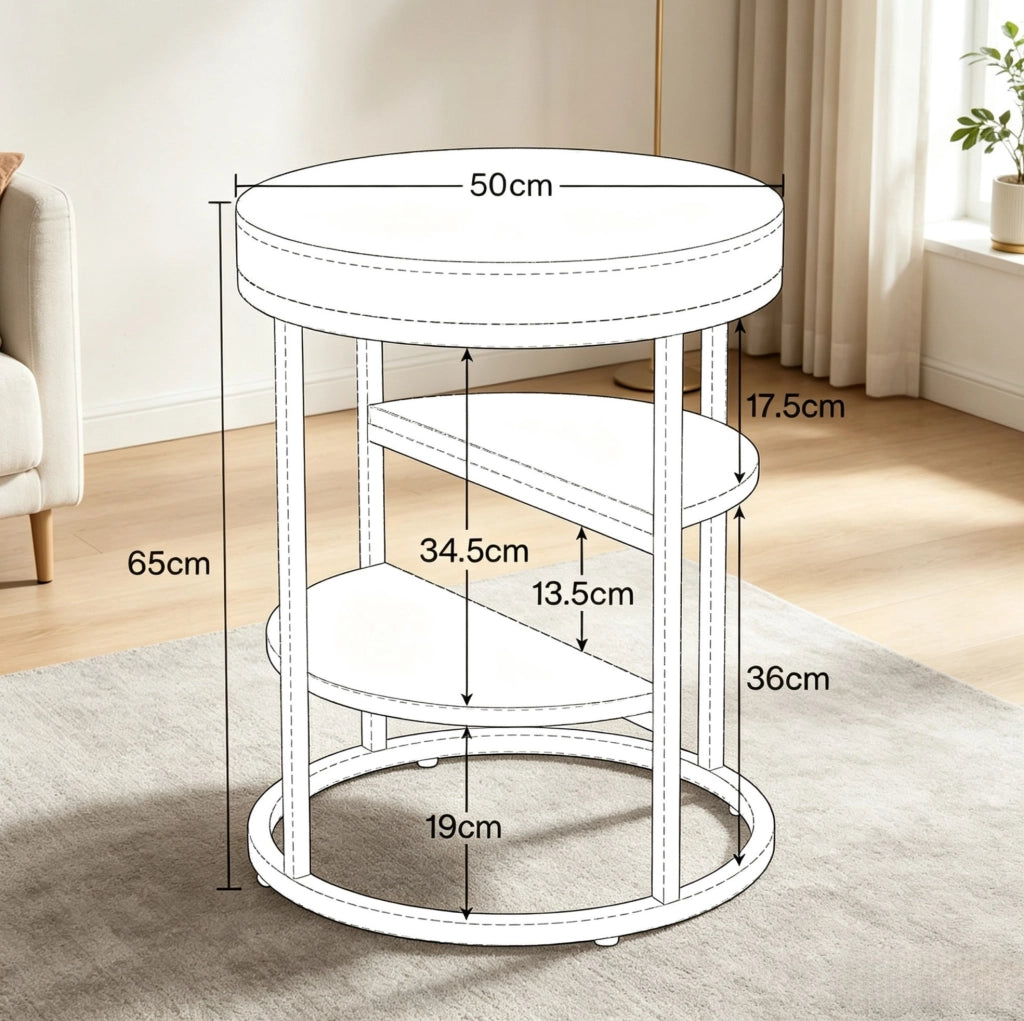 Tavolino laterale rotondo Ø 50 cm in metallo e legno marrone rustico