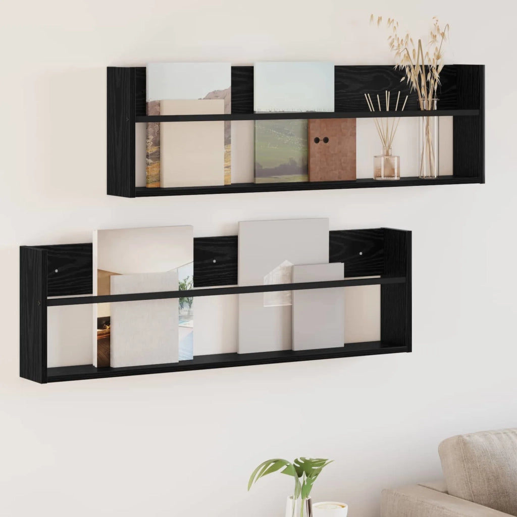 Scaffale per riviste 2 pz Rovere Nero 100 x 12 x 30 cm CFW8754931