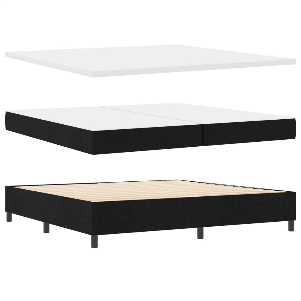 Letto a Sorgente LED con materasso Nero 200 x 200 cm Tessuto 3343527
