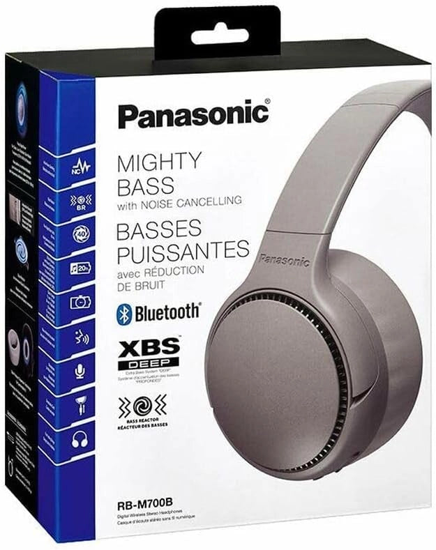 RB-M700BE-C Cuffie Bluetooth, Senza Fili, Ricarica Rapida, Funzione Active Noise Cancelling e Bass Reactor, Microfono Integrato, Fino a 20 ore di Riproduzione, Crema