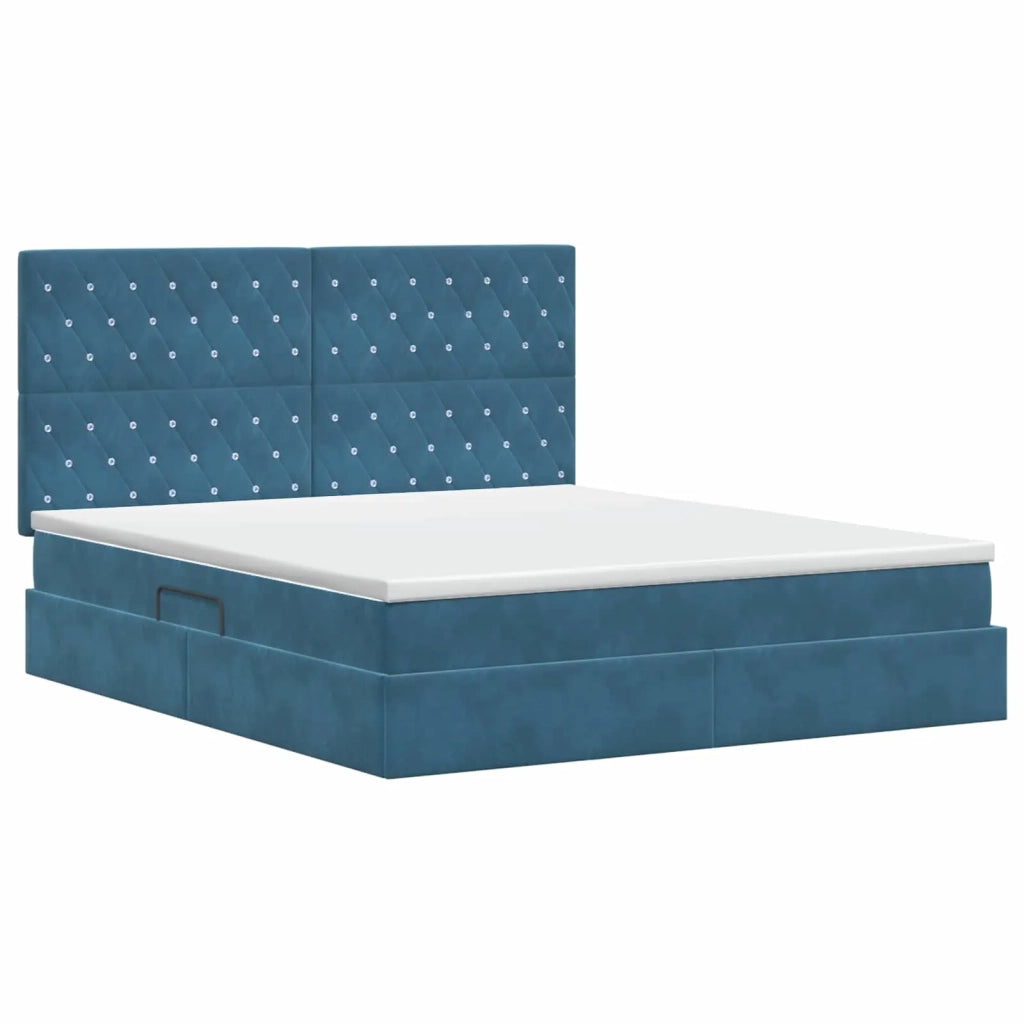 Letto con contenitore e materasso Blu Scuro 180 x 200 cm 3459649