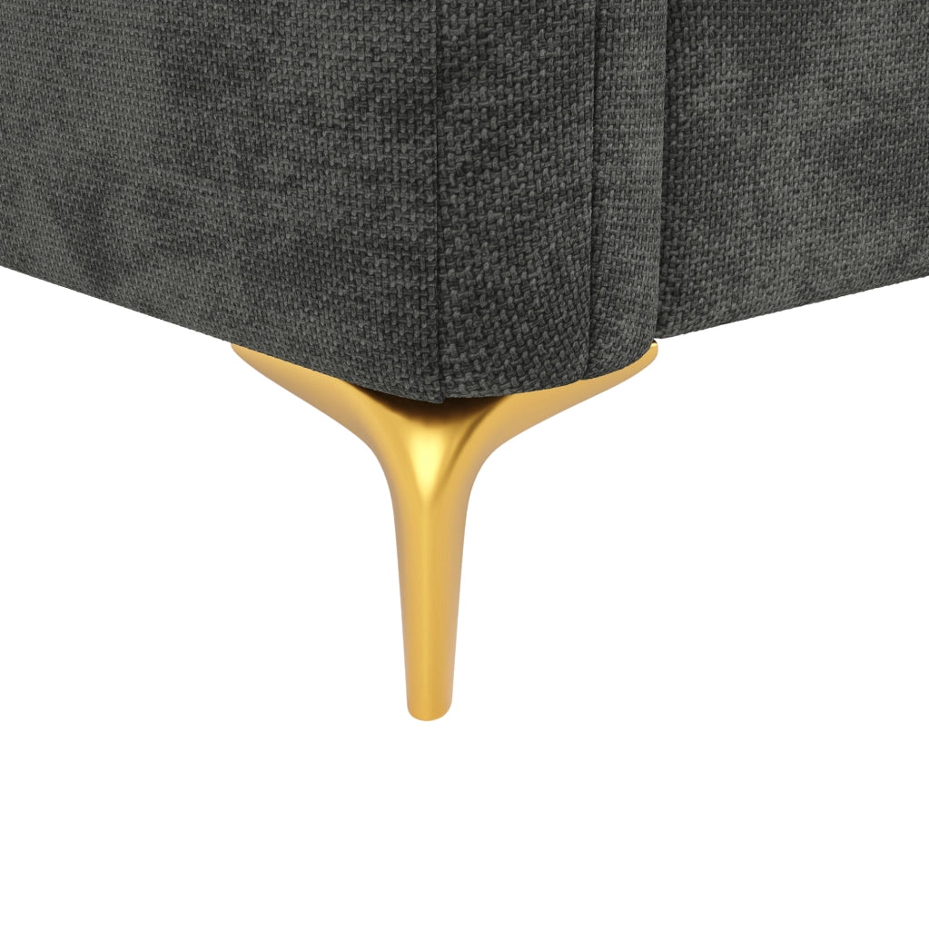 Divano modulare in ciniglia con 2 pouf contenitore; 263×137×85 cm; grigio