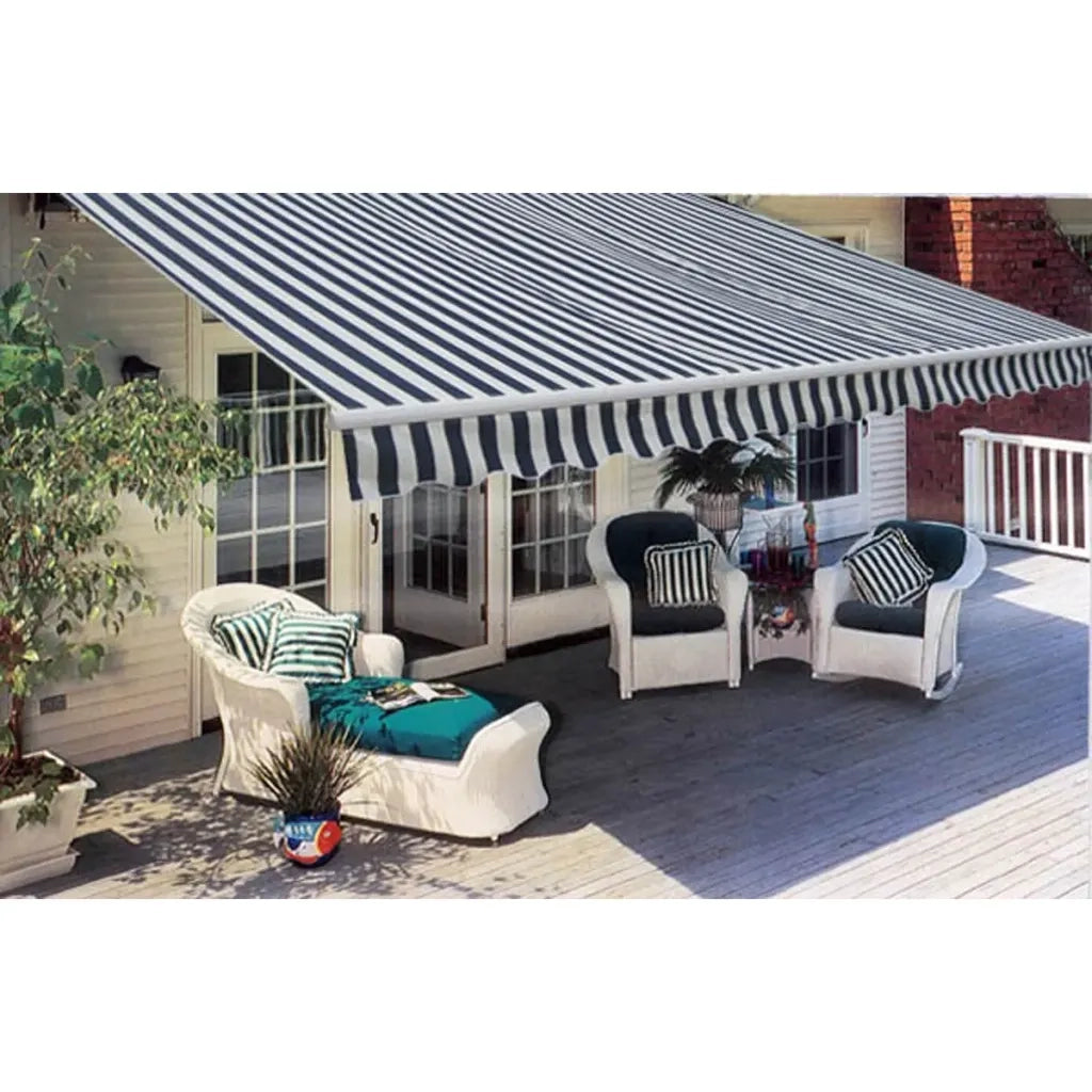 Tenda da Sole Pieghevole Manuale 300 cm Blu/Bianca cod mxl 43619