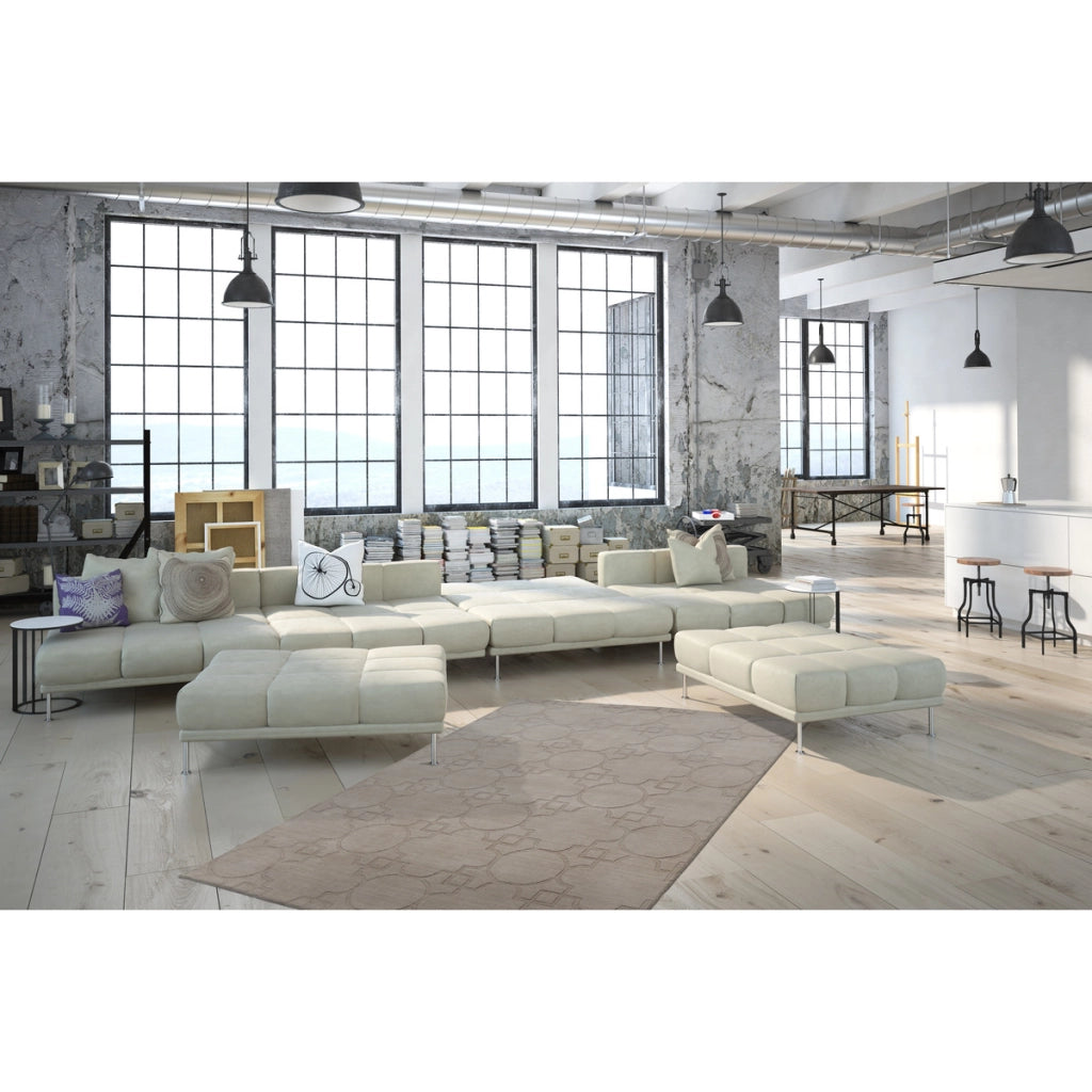 Tappeto in lana Ganges beige con effetto 3D