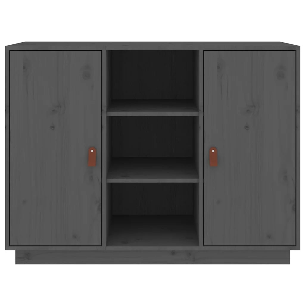 Credenza Grigia 100x40x75 cm in Legno Massello di Pino
