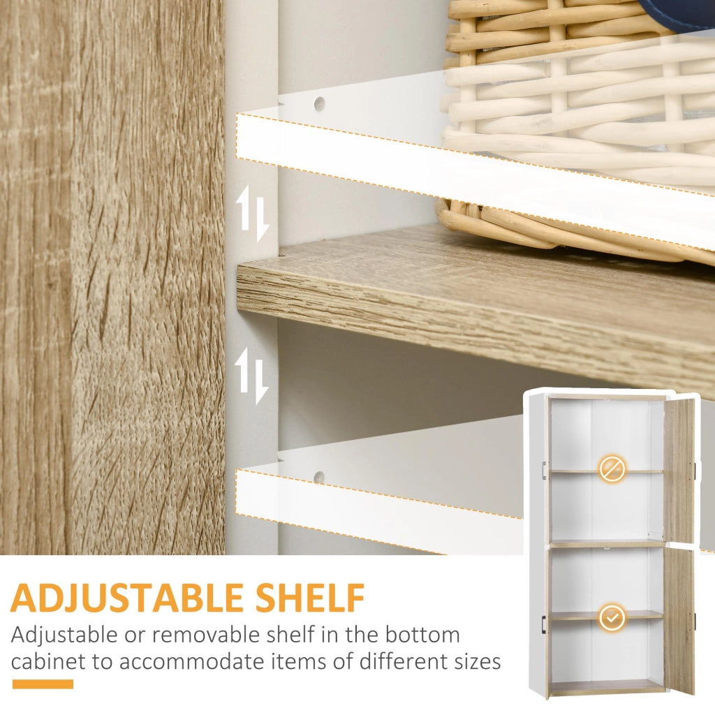 Mobile Dispensa Cucina 4 Ante 80x40x182 cm in MDF Bianco e Legno