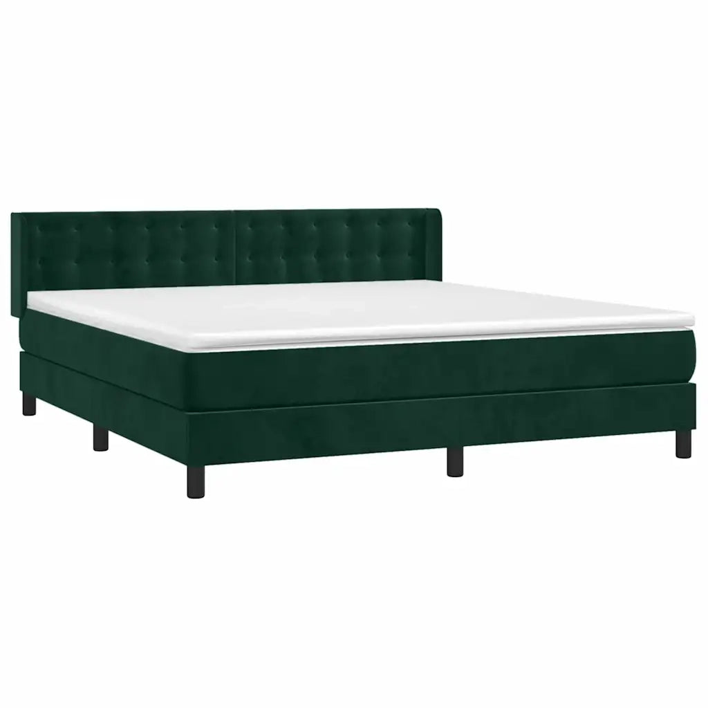 Giroletto a Molle con Materasso Verde Scuro 160x200 cm Velluto 3131210