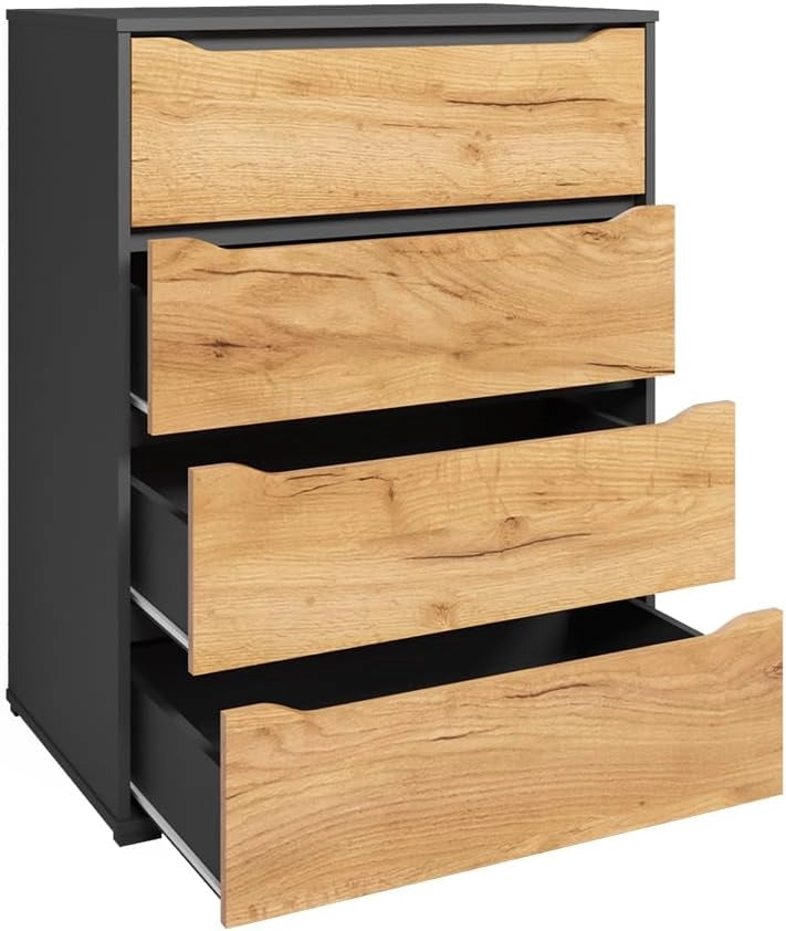 Credenza Ruben, Quercia dorata, 48 x 101.6 cm con cassetti, per riporre abiti e oggetti di uso quotidiano