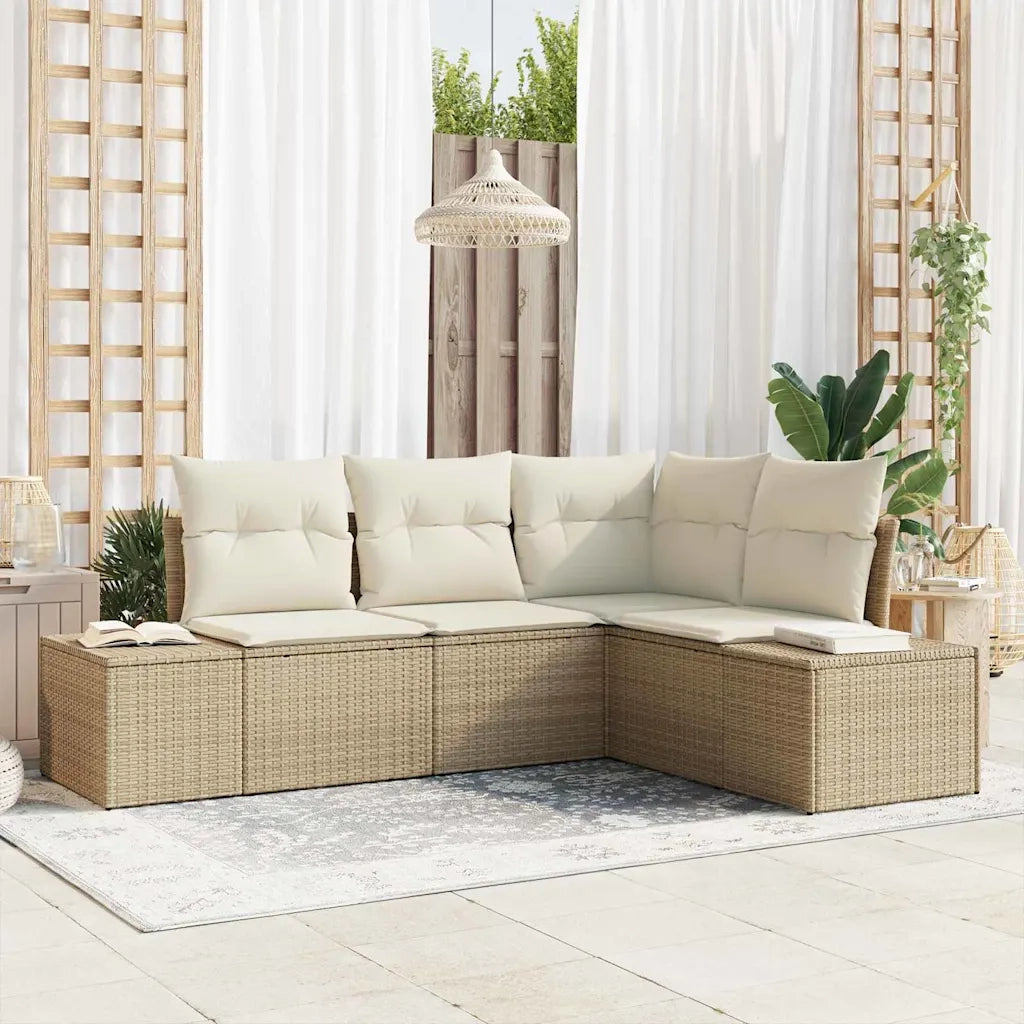 Set Divano da Giardino 4 pcs Beige e Crema polyrattan 3355710
