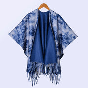 Nuovo scialle double face spesso, stile retr¨°, ampia cappa da donna.