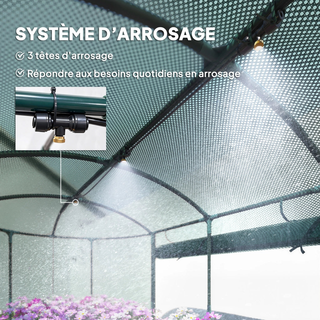 Fioriera rialzata da giardino con gabbia protettiva ¨C Xylo ¨C acciaio galvanizzato grigio e verde 180x90x93