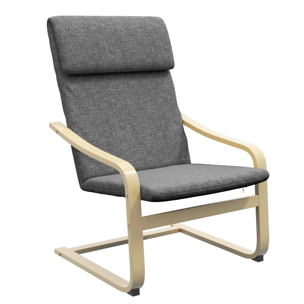 Poltrona per soggiorno e camera con braccioli curvi e cuscino ¨C zephmum ¨C Tessuto grigio, 65x79x98 cm