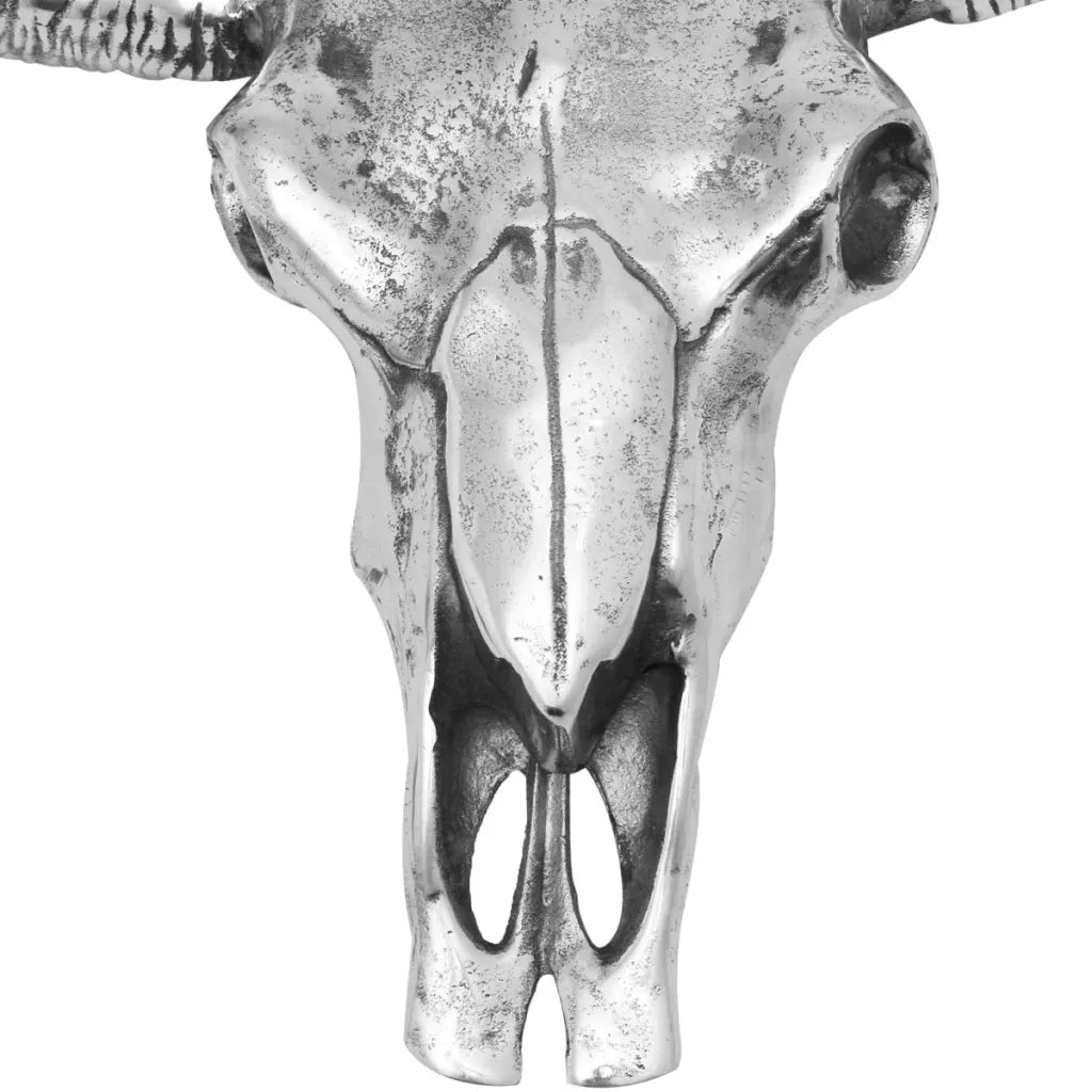Decorazione Testa del Cranio a Parete in Alluminio Argento 243483