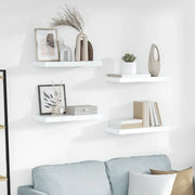 Scaffali a Parete 4 pz Bianco Lucido 50x23x3,8 cm in MDF cod mxl 33201