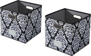 Cassa di stoccaggio pieghevole, cassa di stoccaggio in tessuto con maniglie, 2 x cassetti di stoccaggio pieghevoli, organizzatore di tessuto pieghevole, per mensole o separatori di spazio, 27 x 27 x 27 cm
