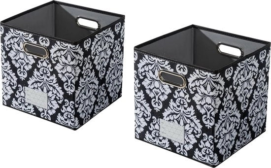 Cassa di stoccaggio pieghevole, cassa di stoccaggio in tessuto con maniglie, 2 x cassetti di stoccaggio pieghevoli, organizzatore di tessuto pieghevole, per mensole o separatori di spazio, 27 x 27 x 27 cm