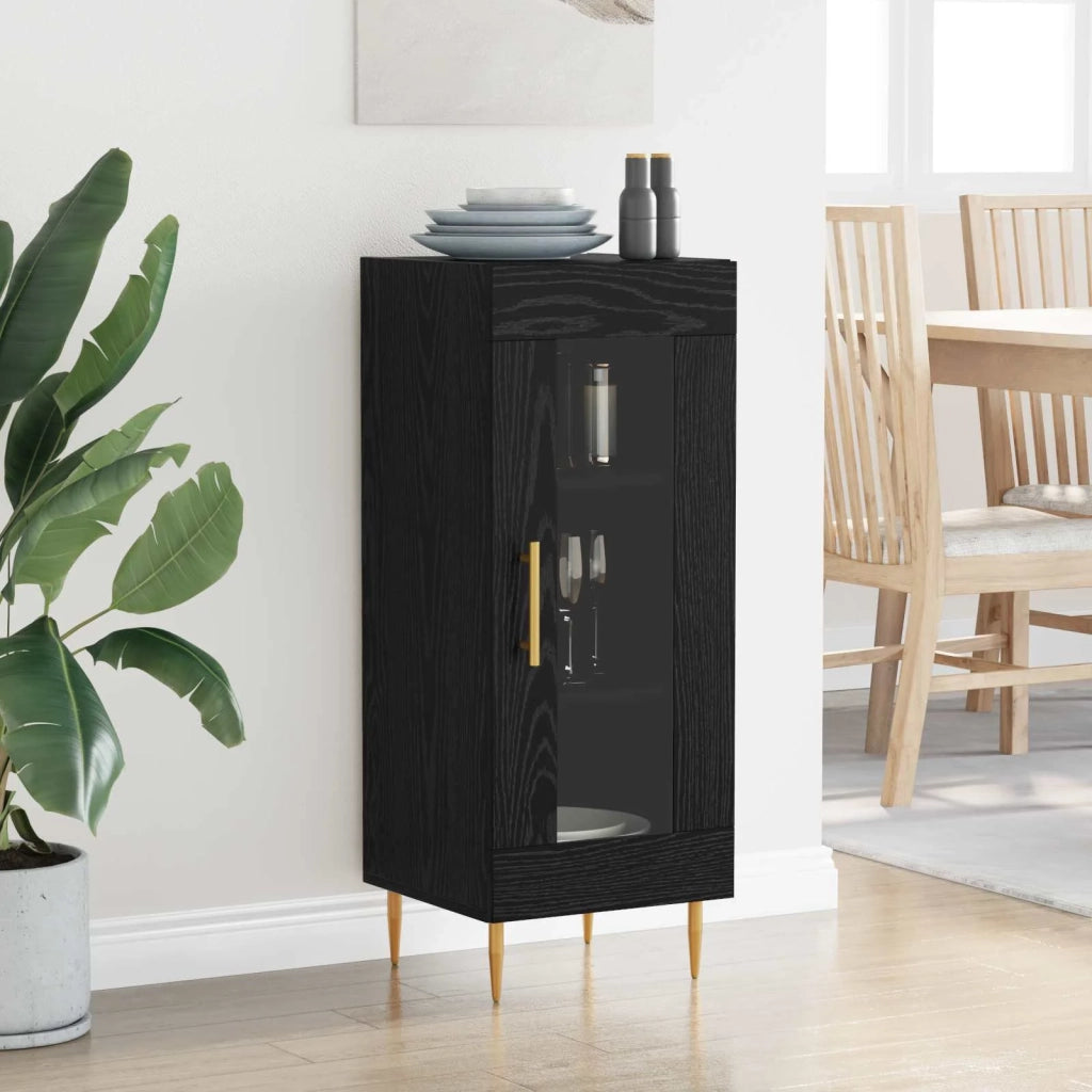 Credenza | Madia | Buffet da pranzo | Armadio da pranzo Rovere nero 34 x 34,5 x 90 cm Legno multistrato