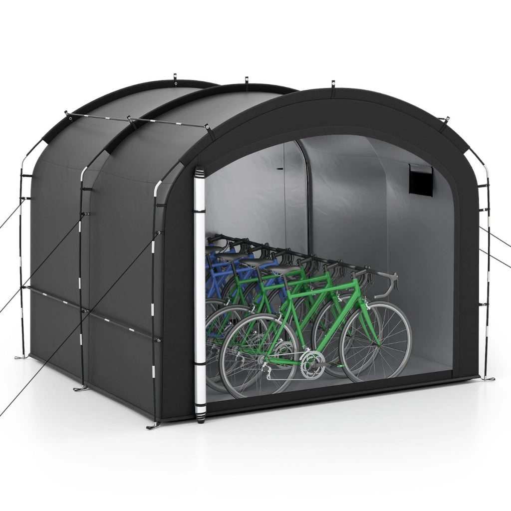Tenda rimessa pu¨° contenere da 7 a 8 biciclette e vari attrezzi e giocattoli, Copertura esterna per biciclette con tessuto impermeabile Nero