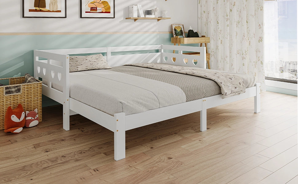 DESMIU Divano letto 90 × 200 cm 2 posti con struttura estensibile, senza materasso, in legno, bianco