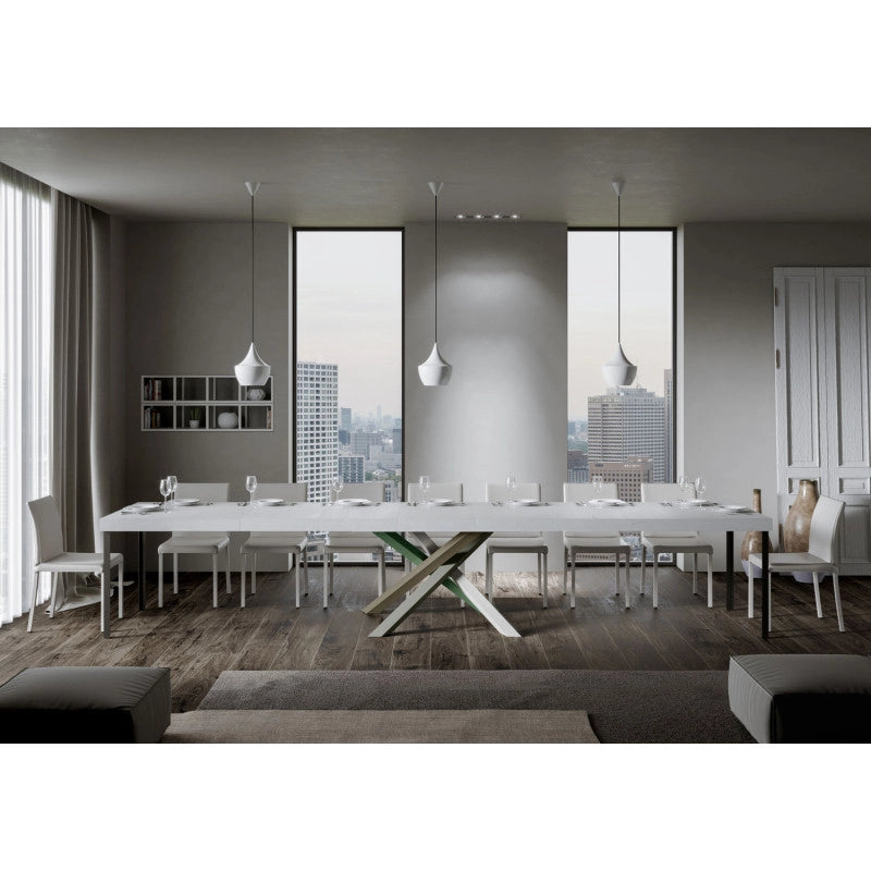 Tavolo allungabile 140/400x90 cm Volantis Premium telaio Multicolore 4/A - Bianco Frassino