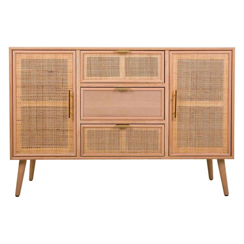 Credenza in MDF e griglia, marrone, 120x40,5x81 cm