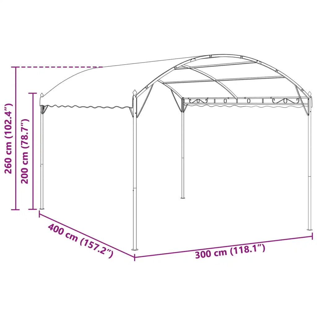 Gazebo 4 x 3 x 2,6 m Verde Poliestere e Acciaio 42030529