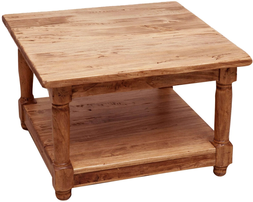 Biscottini Tavolino da fumo Country in legno massello di tiglio finitura naturale L70xPR70xH45 cm. Made in Italy