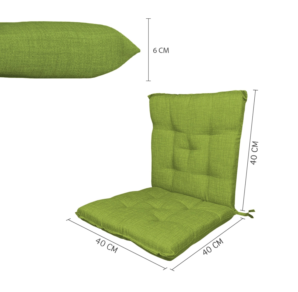 Set Cuscini Sedia Con Schienale Imbottiti Con Laccetti Banda Elastica 40 x 80 Cm Verde - 6 Pezzi