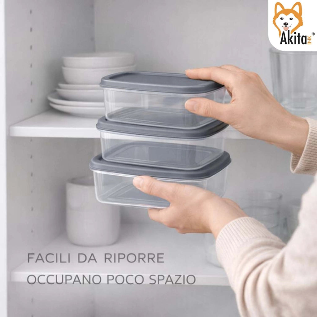 Akitaink 10 Contenitori Alimenti Rettangolari Coperchio