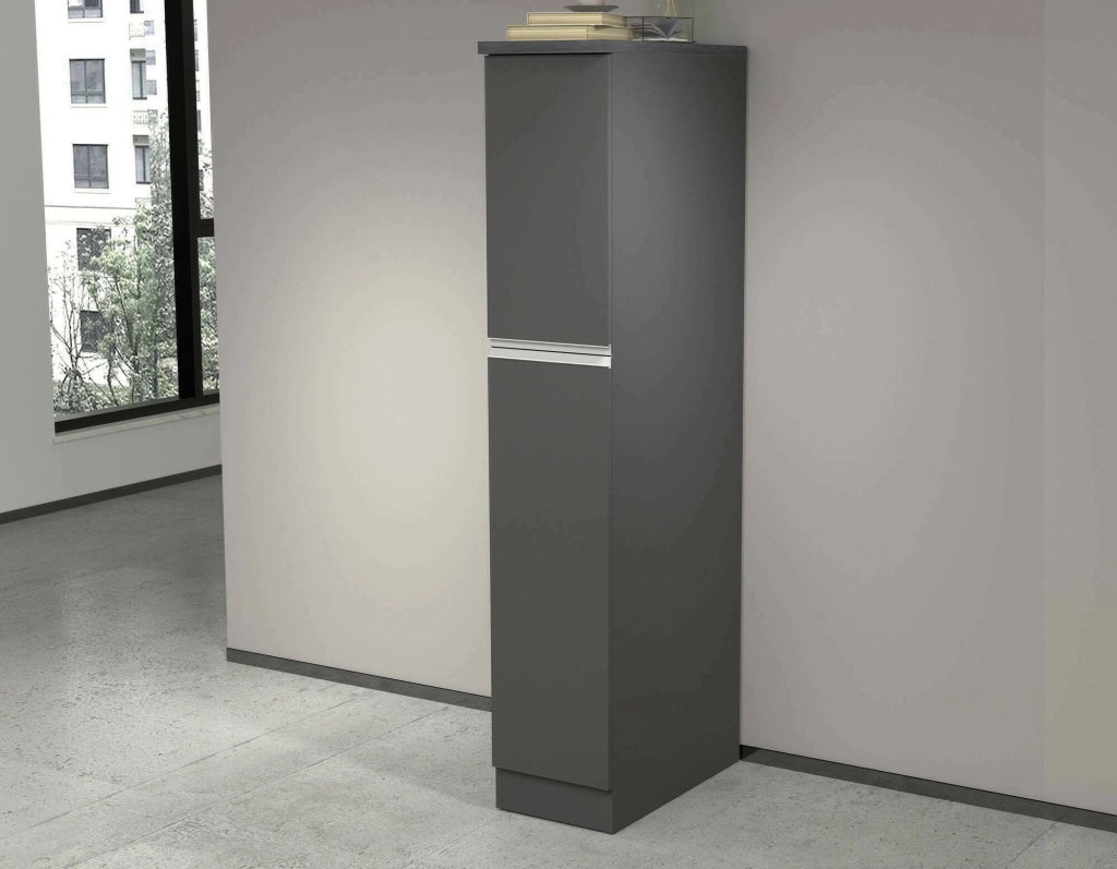 Dispensa da cucina Atrax, Mobile multiuso, Armadio portaoggetti a 2 cassettoni, 100% Made in Italy, 30x60h165 cm, Antracite e Ardesia