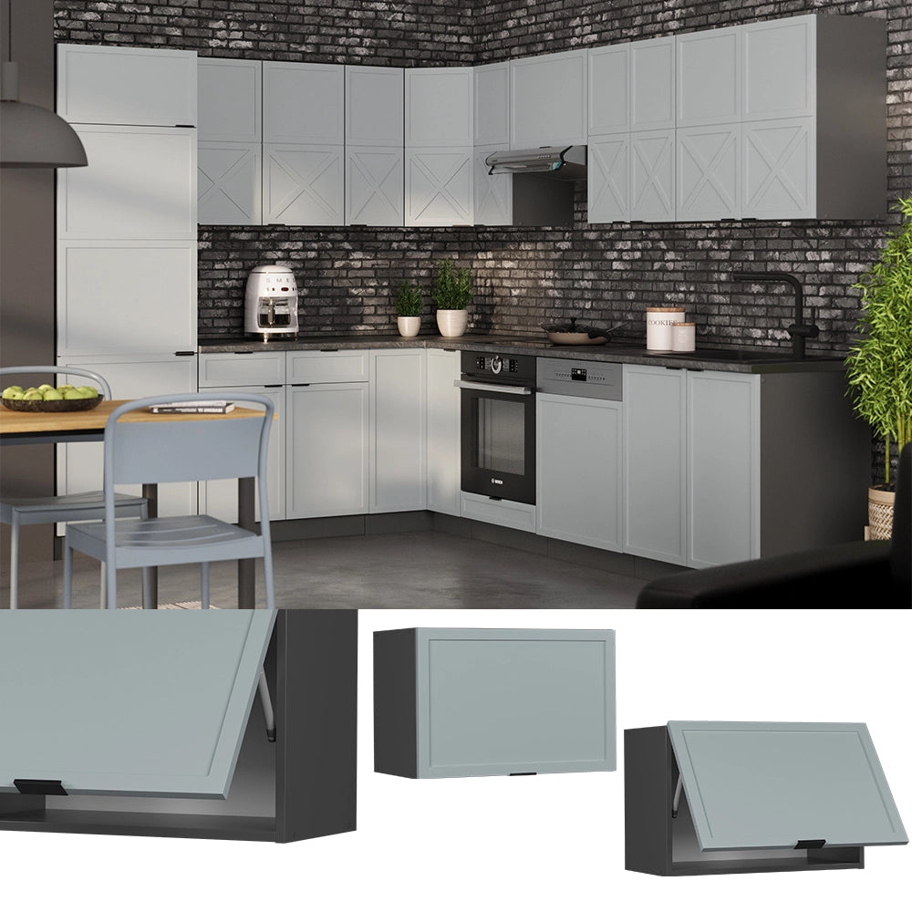 Vicco Pensile da cucina Blu-grigio chiaro 60 cm Piatto