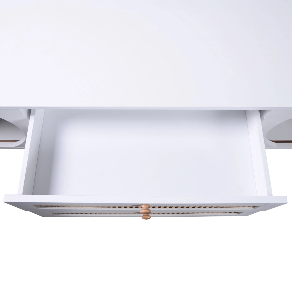 Mobile TV con ante e cassetti in MDF e finitura legno bianco 170 × 46 × 39,5 cm